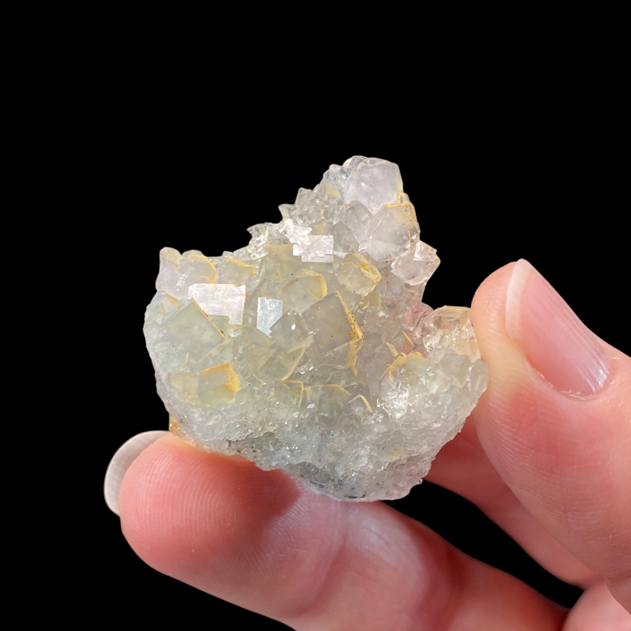 Pale Green Gray Cubic Fluorite Cluster