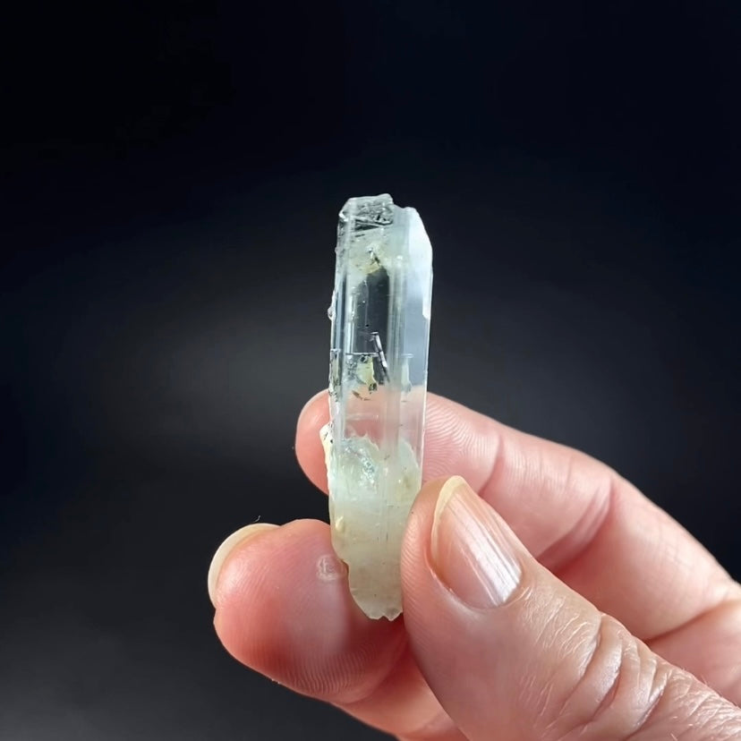 Facet Grade Aquamarine Rough Crystal with Minor Black Tourmaline & Feldspar