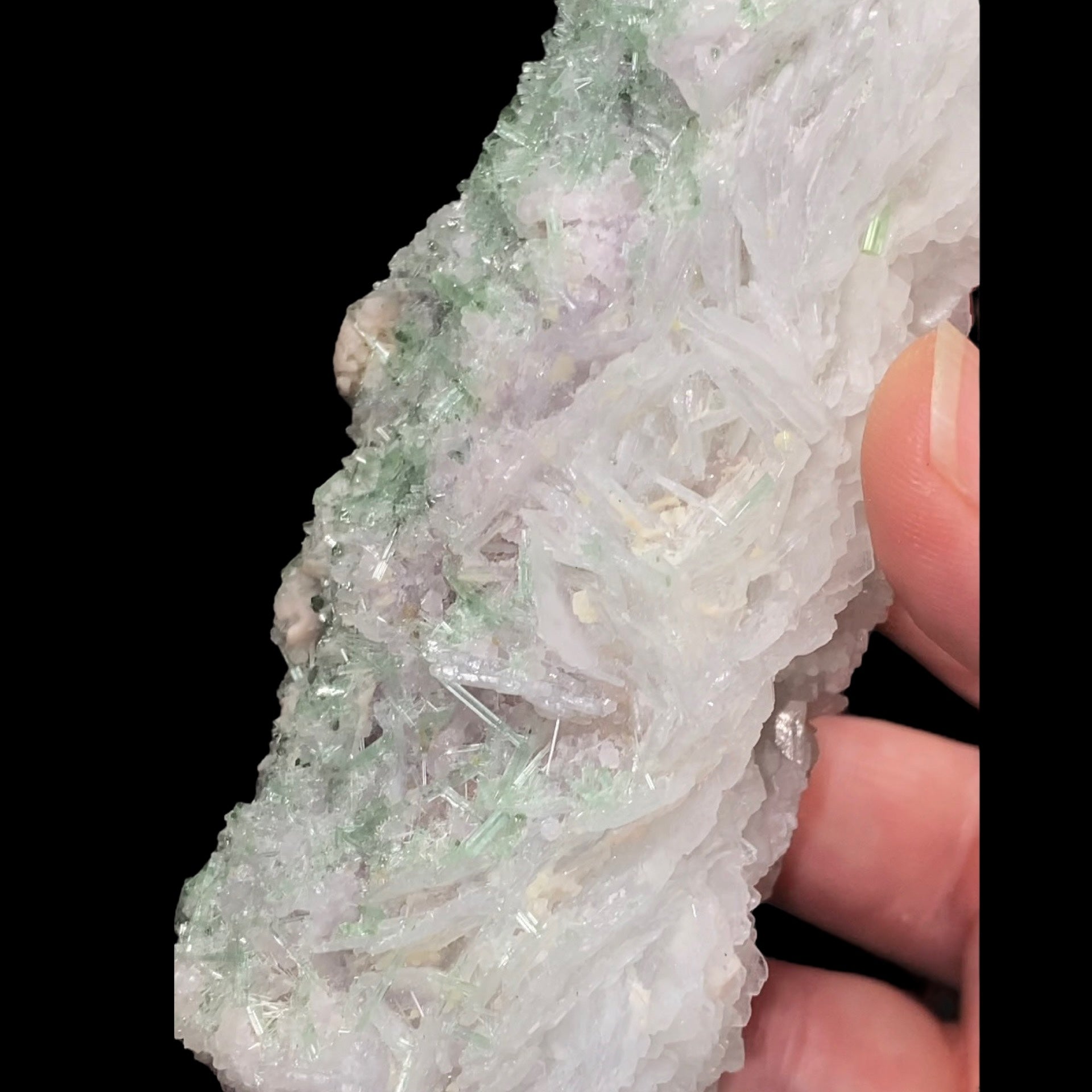 Green Tourmaline on Cleavelandite with Lepidolite, Mawi, Nuristan, Afghanistan