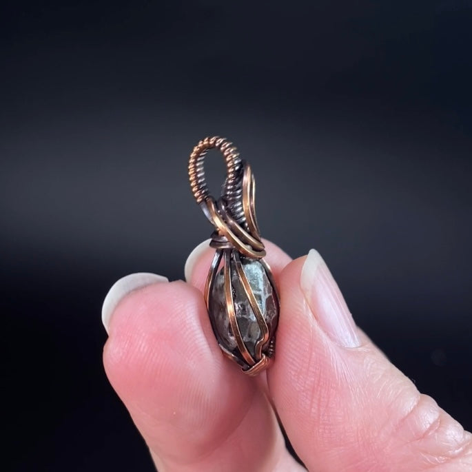 Fossilized 380 Million Year Old Pleurodictyum Coral & Copper Wire Wrapped Pendant