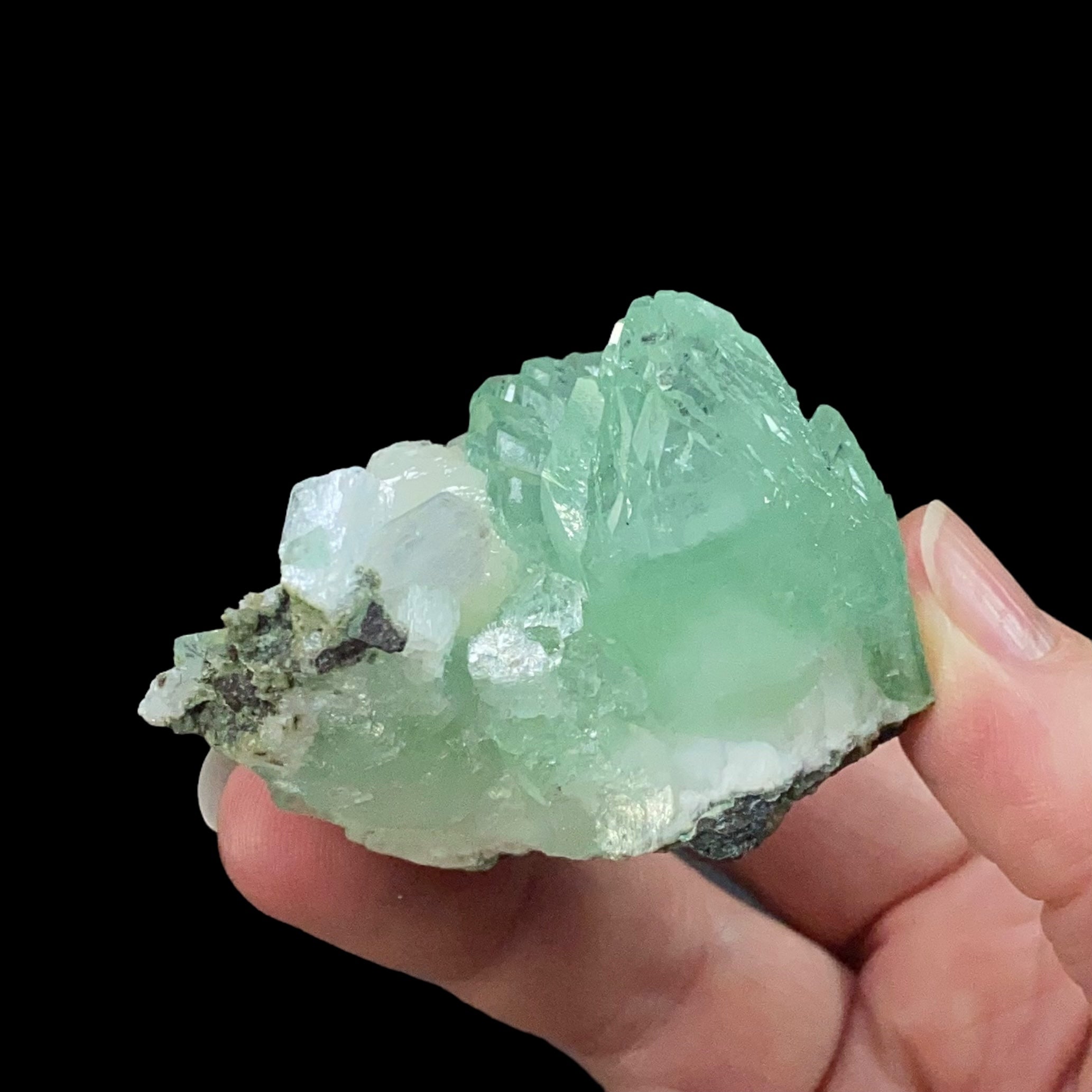 Green Apophyllite Crystal Cluster from Maharashtra, India