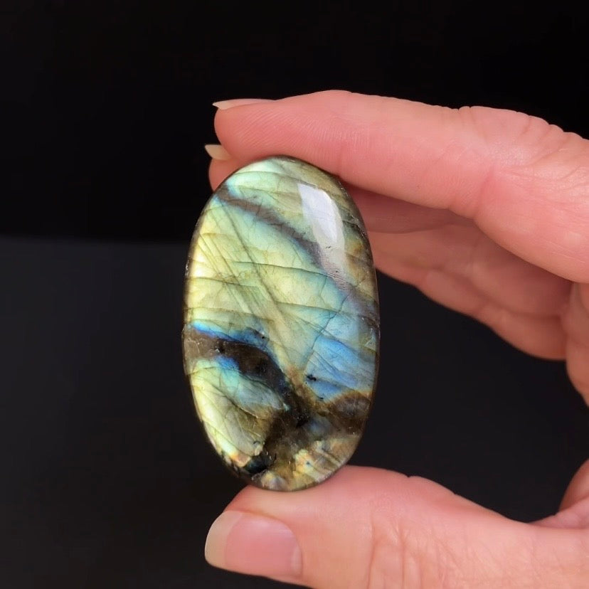 Blue Green Flash Labradorite Oval Shaped Cabochon