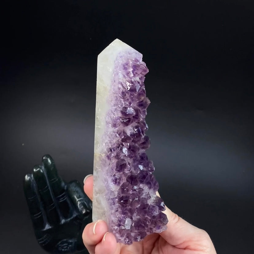 Deep Purple Amethyst Crystal Partial Polished Tower