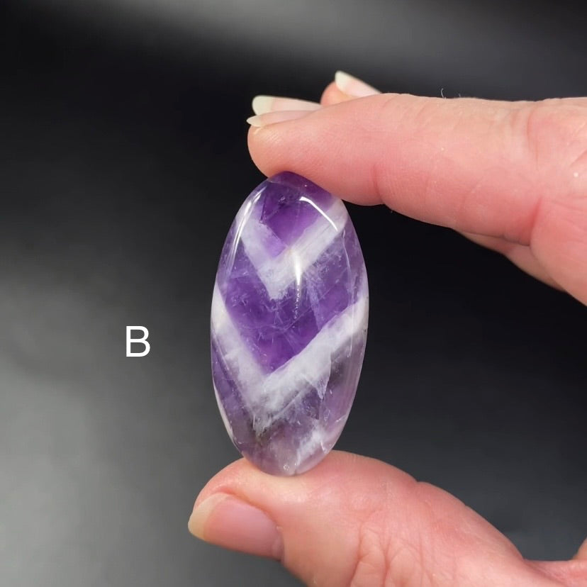 Chevron Purple Amethyst Oval Polished Cabochons - Choose Yours
