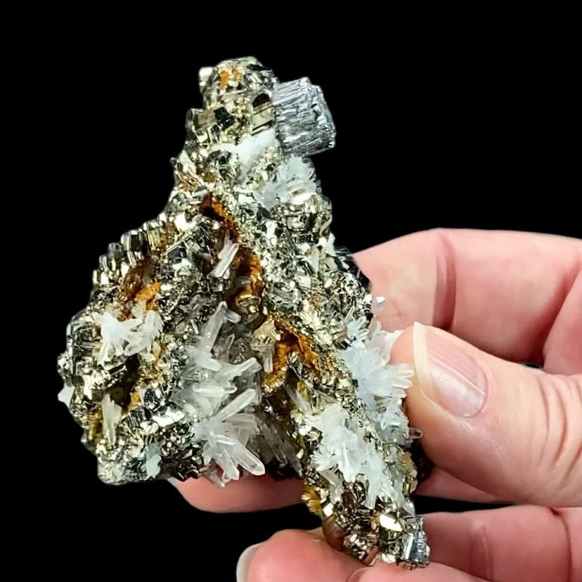 Pyrite After Pyrrhotite with Quartz, Bournonite & Calcite from Trepca Mine Complex, Kosovo