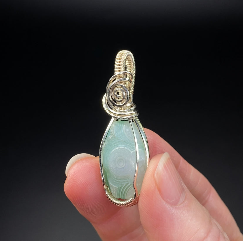 Gobi Desert Agate and Sterling Silver Wire Wrapped Pendant