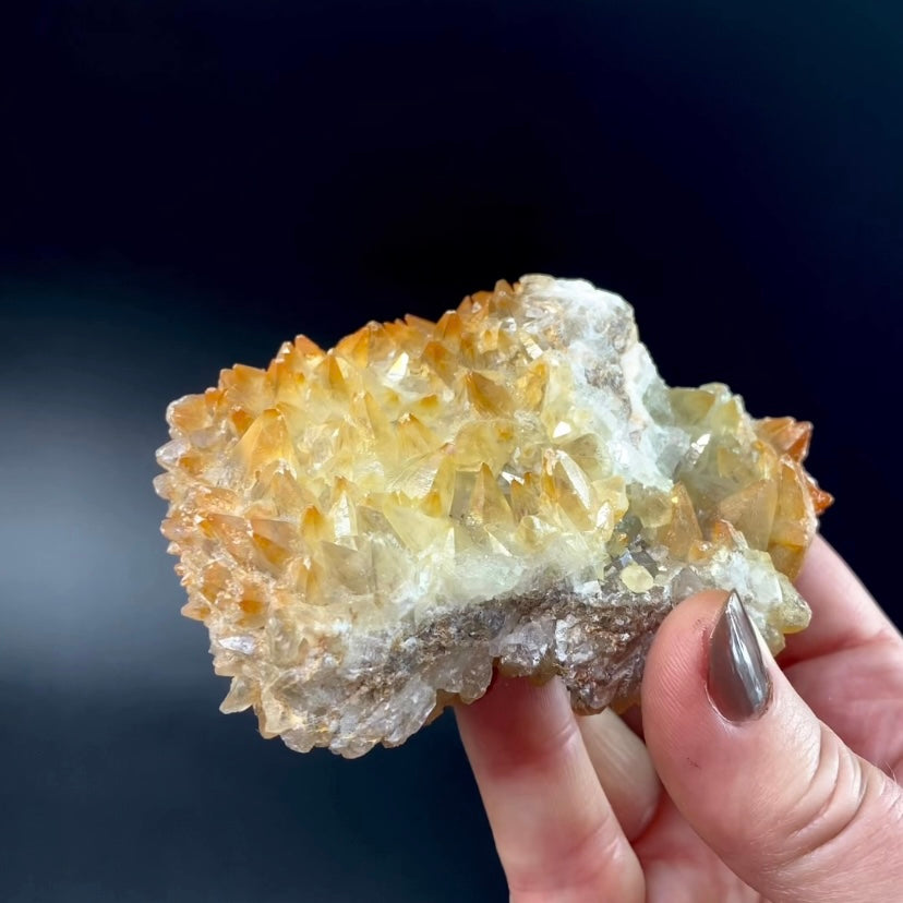Dog Tooth Calcite Cluster with Natural Iridescent Iron Oxide Surface Coating