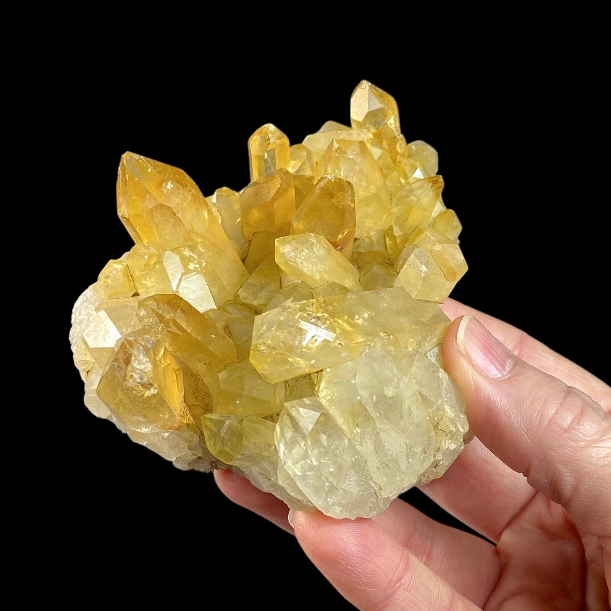 Clear Quartz Crystal Cluster with Natural Yellow Iron Oxide Coating