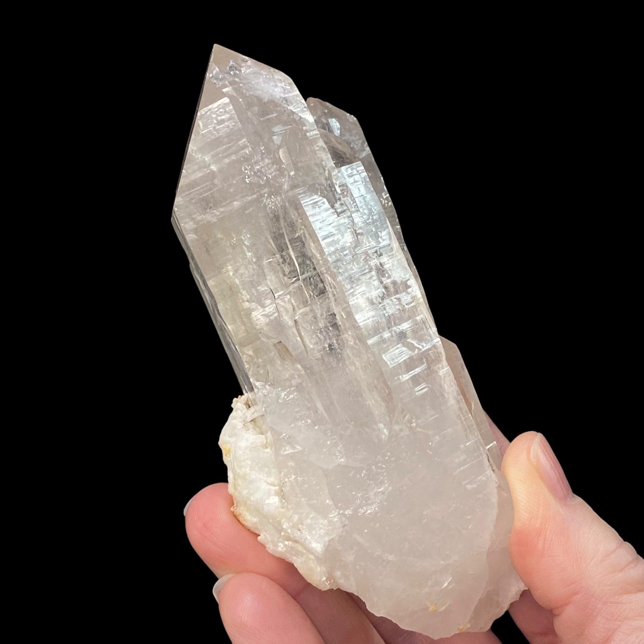 Clear Himalayan Quartz Crystal Cluster with Macromosaic Patterns