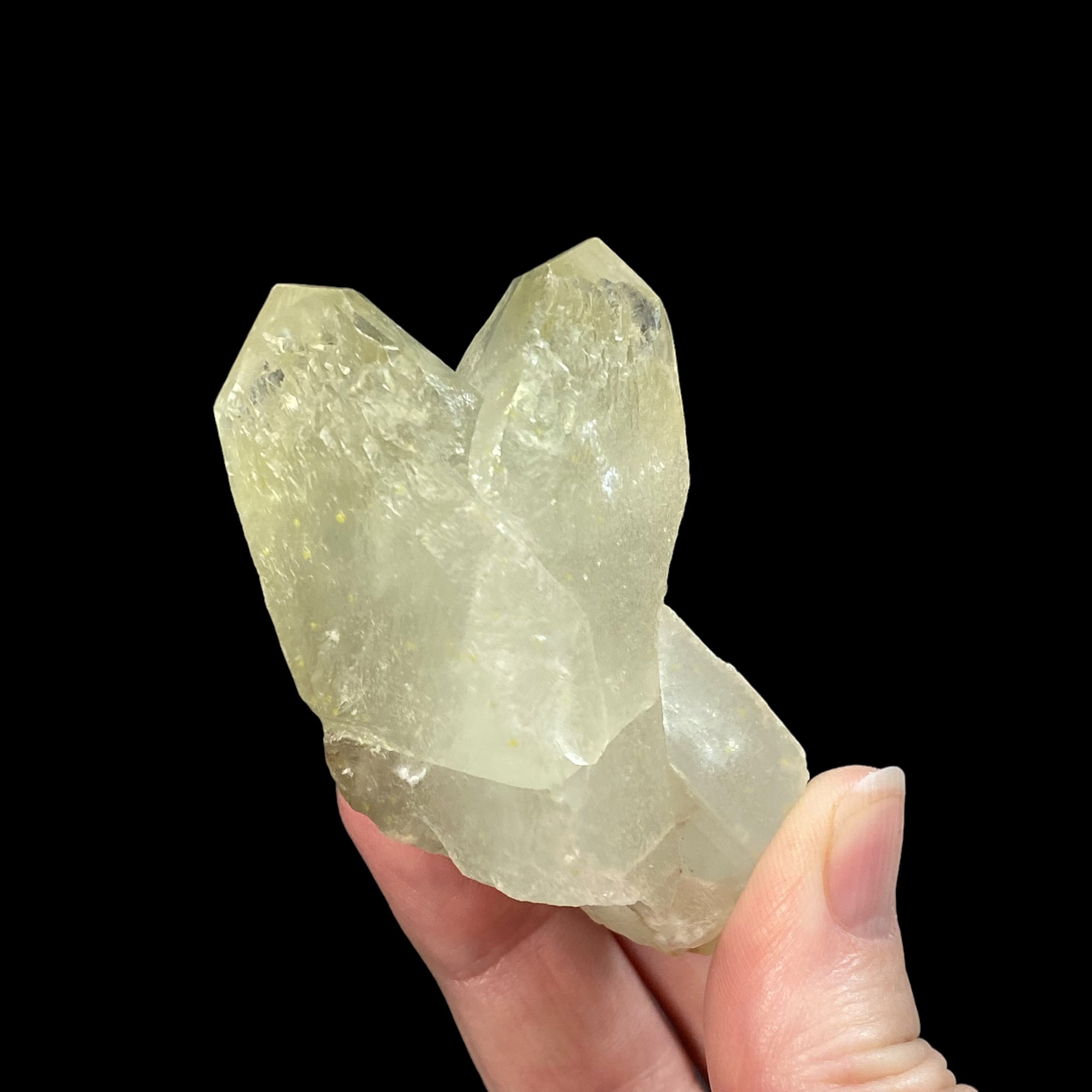 Inter-grown, Faint "Lemon" Yellow Twin Calcite Crystals