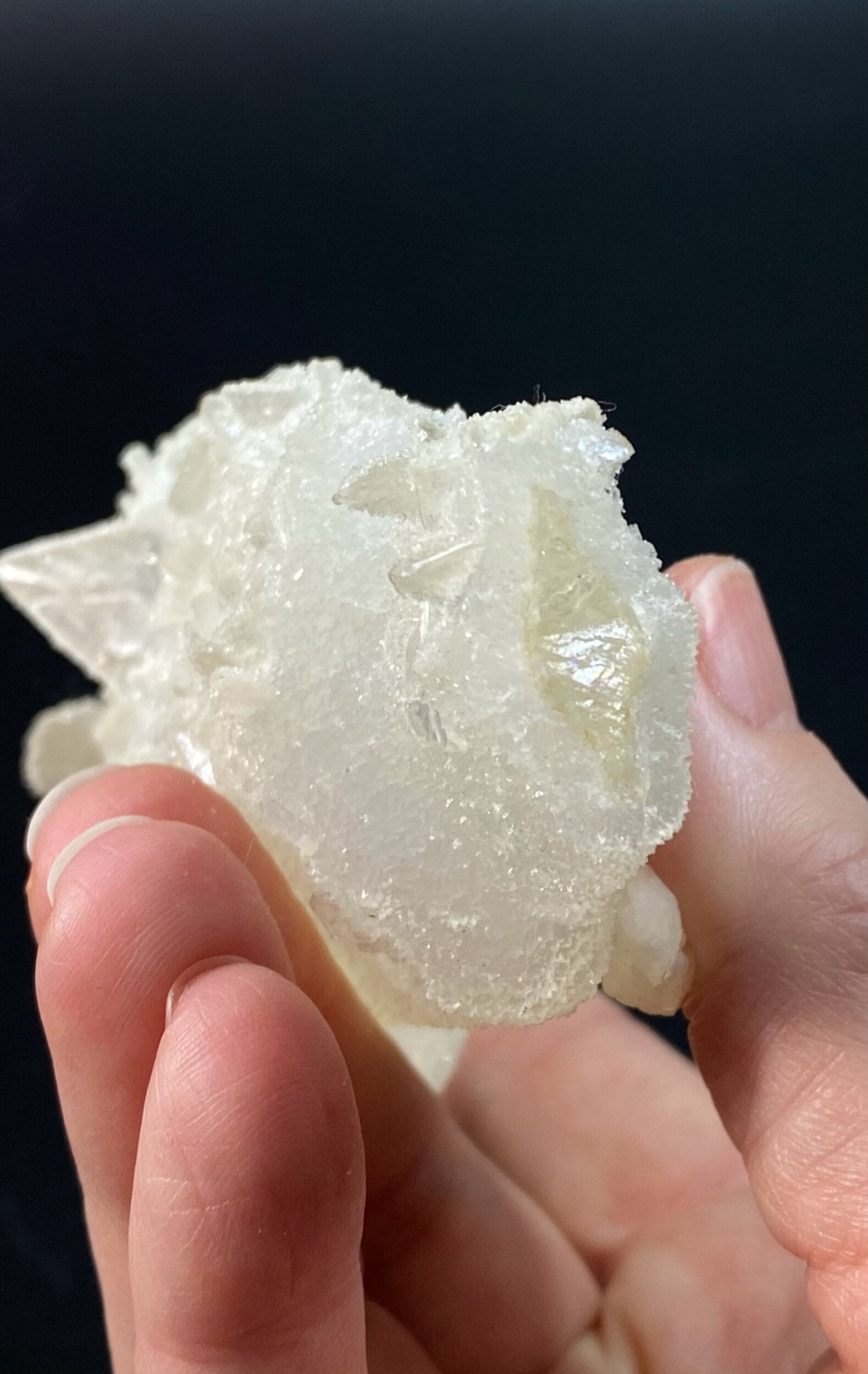 Druze Apophyllite Stalactite Formation on Calcite Core with Heulandite and Stilbite