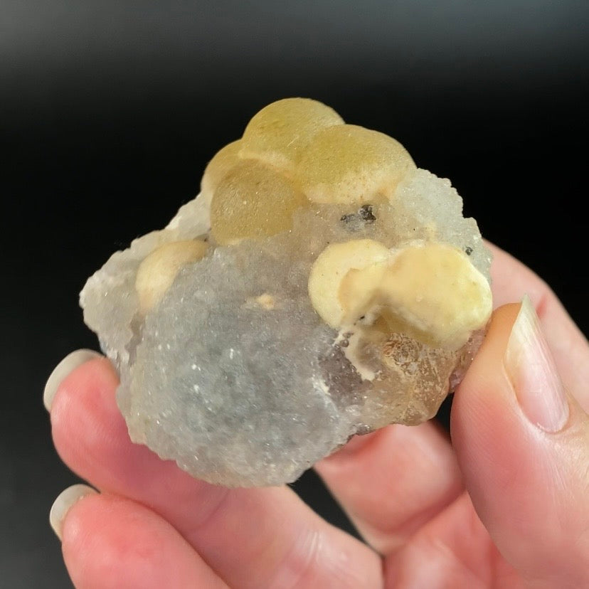 Botryoidal Fluorite on Quartz, Mahodari, Nashik District, Maharashtra, India