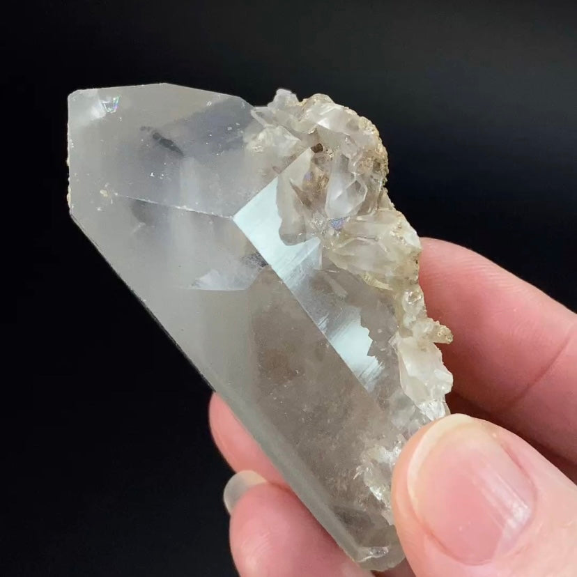 Quartz Crystal with Multi Layer Gray Chlorite Phantom on Matrix Plate