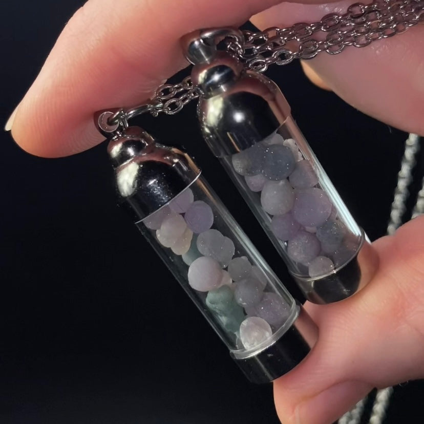 Botryoidal Amethyst / Grape Agate Filled Pendant Necklace