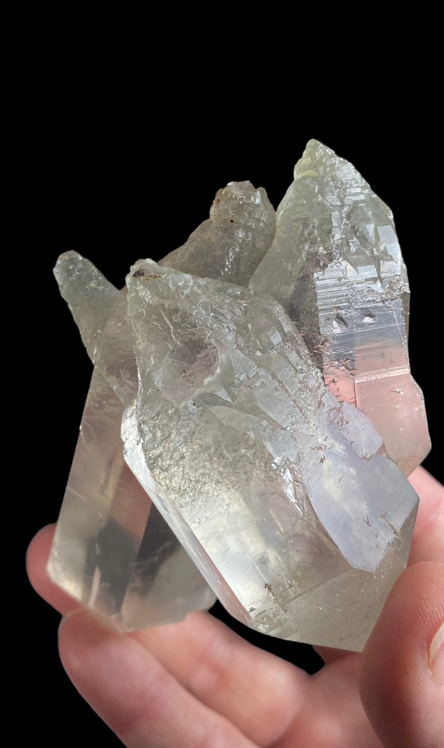 Chlorite Coated Quartz Crystal Cluster