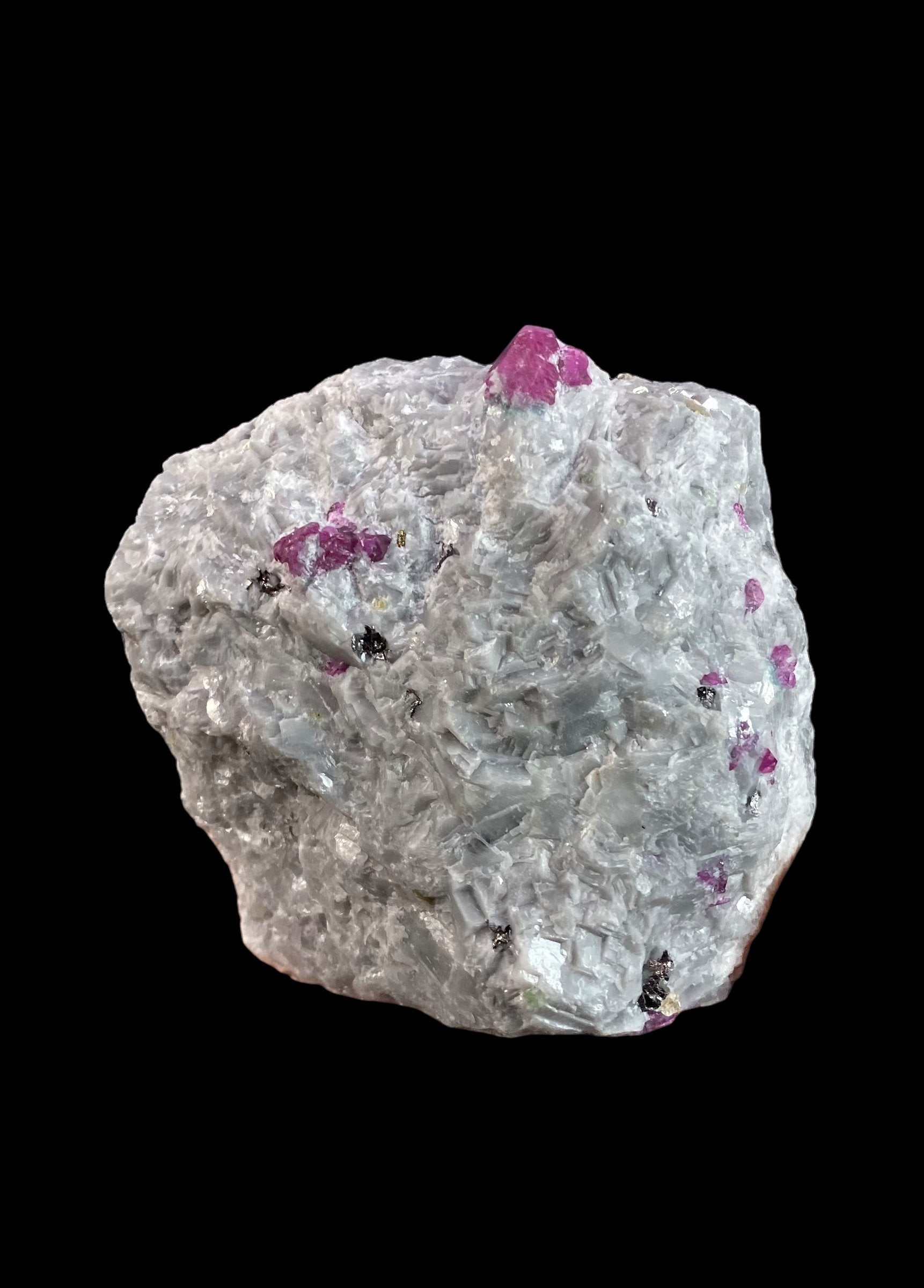 Pseudo Octahedral Natural Ruby Crystals on Marble Matrix, Jegdalek, Afghanistan