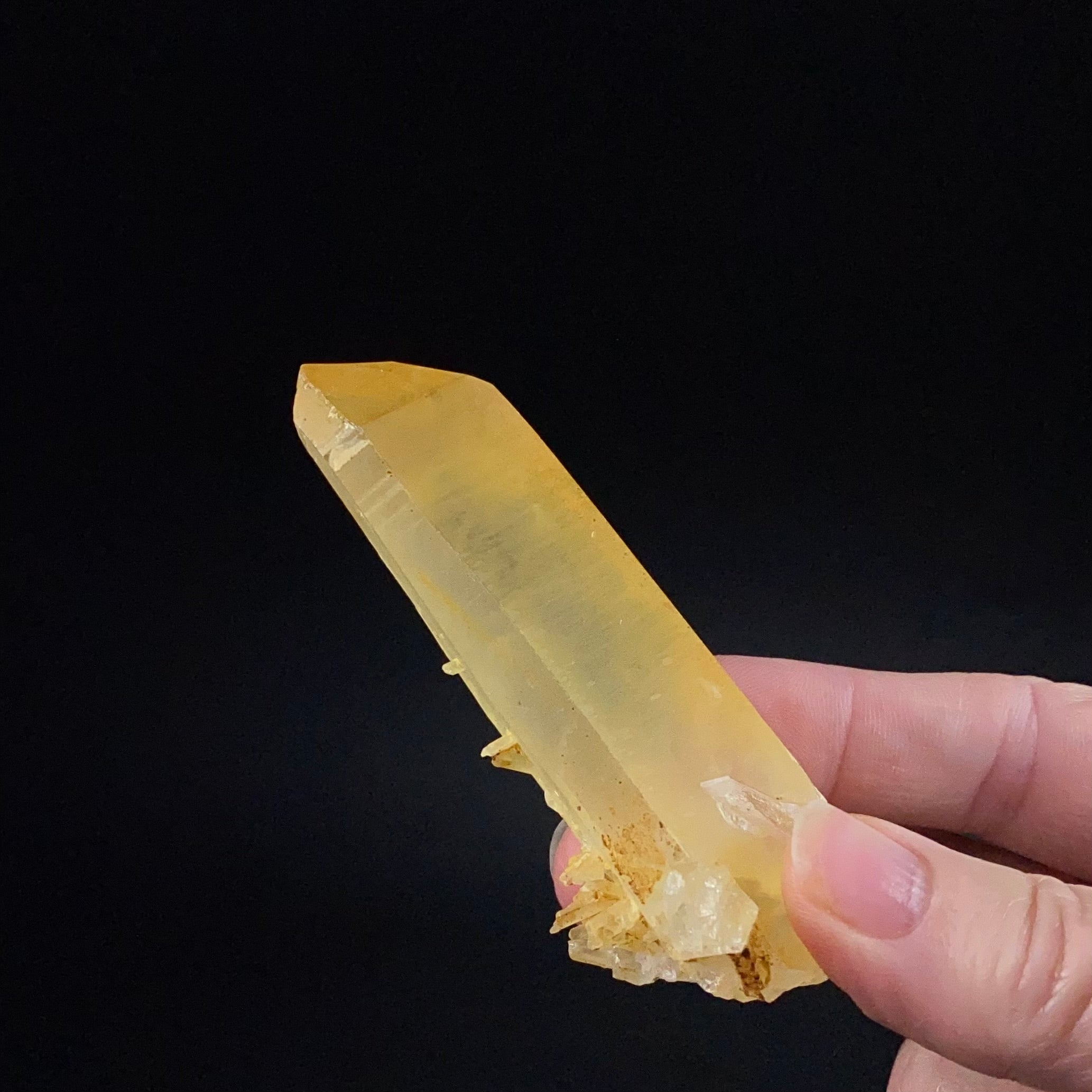 Golden Quartz Crystal with Natural Yellow Iron Oxide Surface Coating