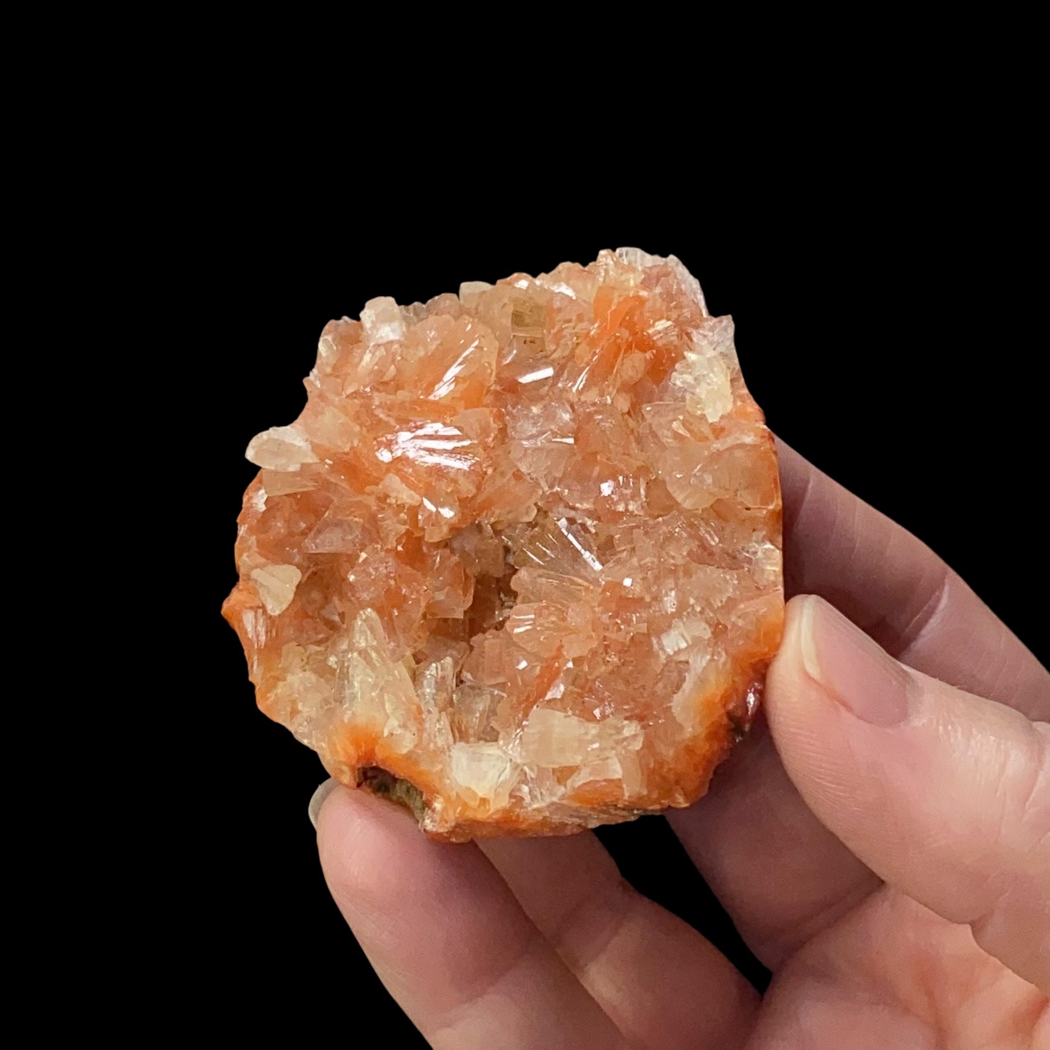 Orange & Clear Heulandite Fan Crystal Cluster