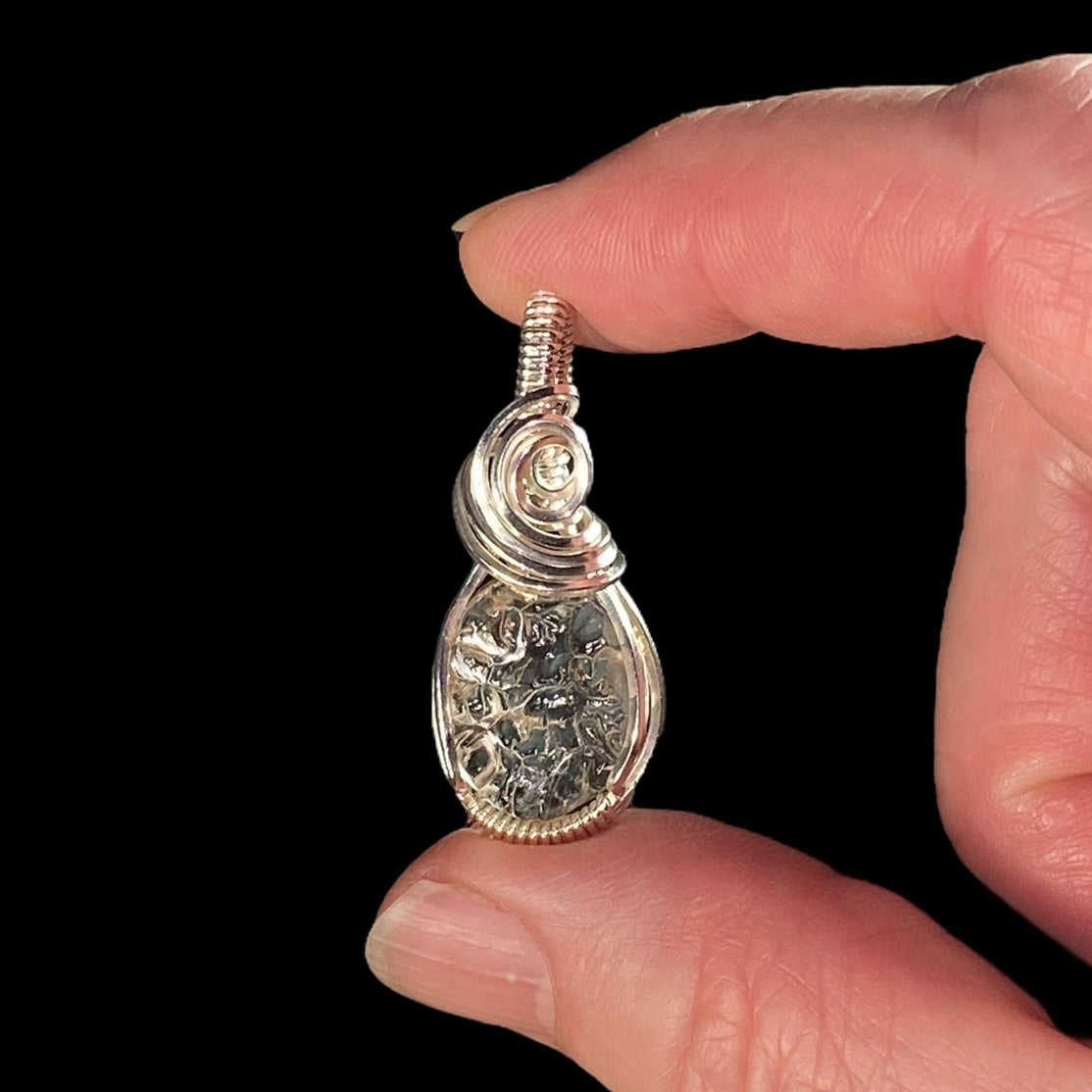 Hyalite Opal & Sterling Silver Wire Wrapped Pendant