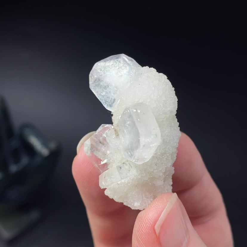 Clear Apophyllite Stalactite Formation Cluster with Quartz