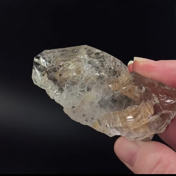 Fenster Quartz Crystal with Golden Clay Inclusions