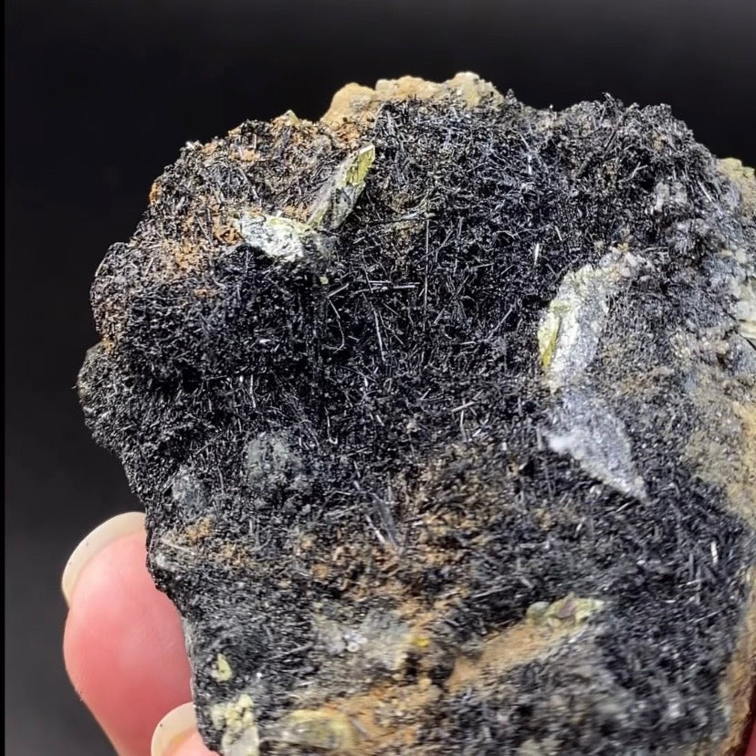Green Titanite Sphene Crystal with Rutile on Matrix