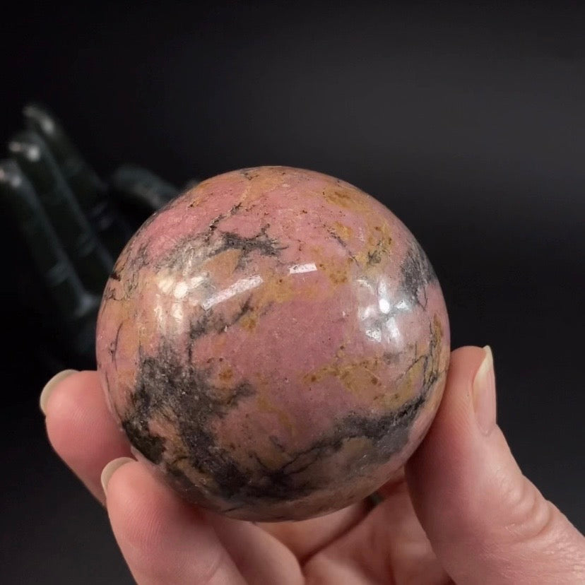 Pink Rhodonite Crystal Sphere 55 mm - Natural Crystals and Mineral Specimens