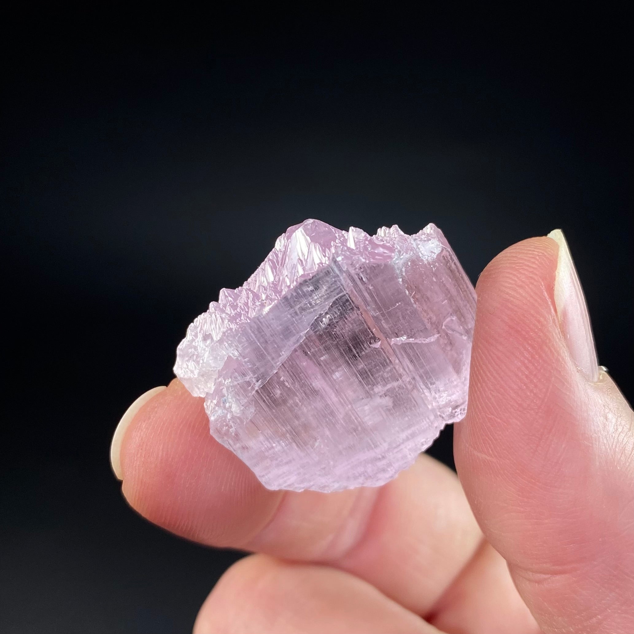 Pink Kunzite Spodumene Crystal, Fluorescent with Multiple Terminations