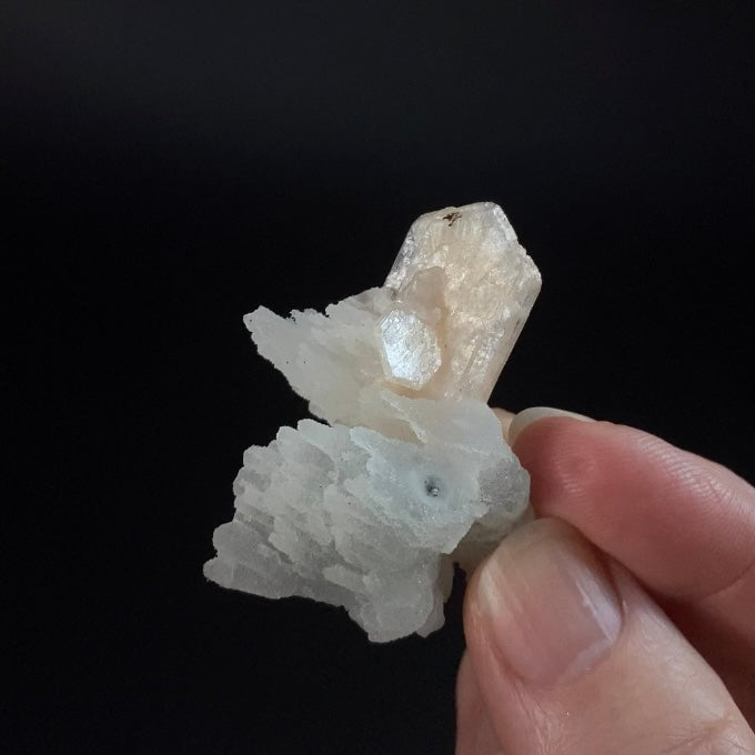 Gemmy Stilbite Crystal with Chalcedony Stalactites from Jalgaon, Maharashtra, India