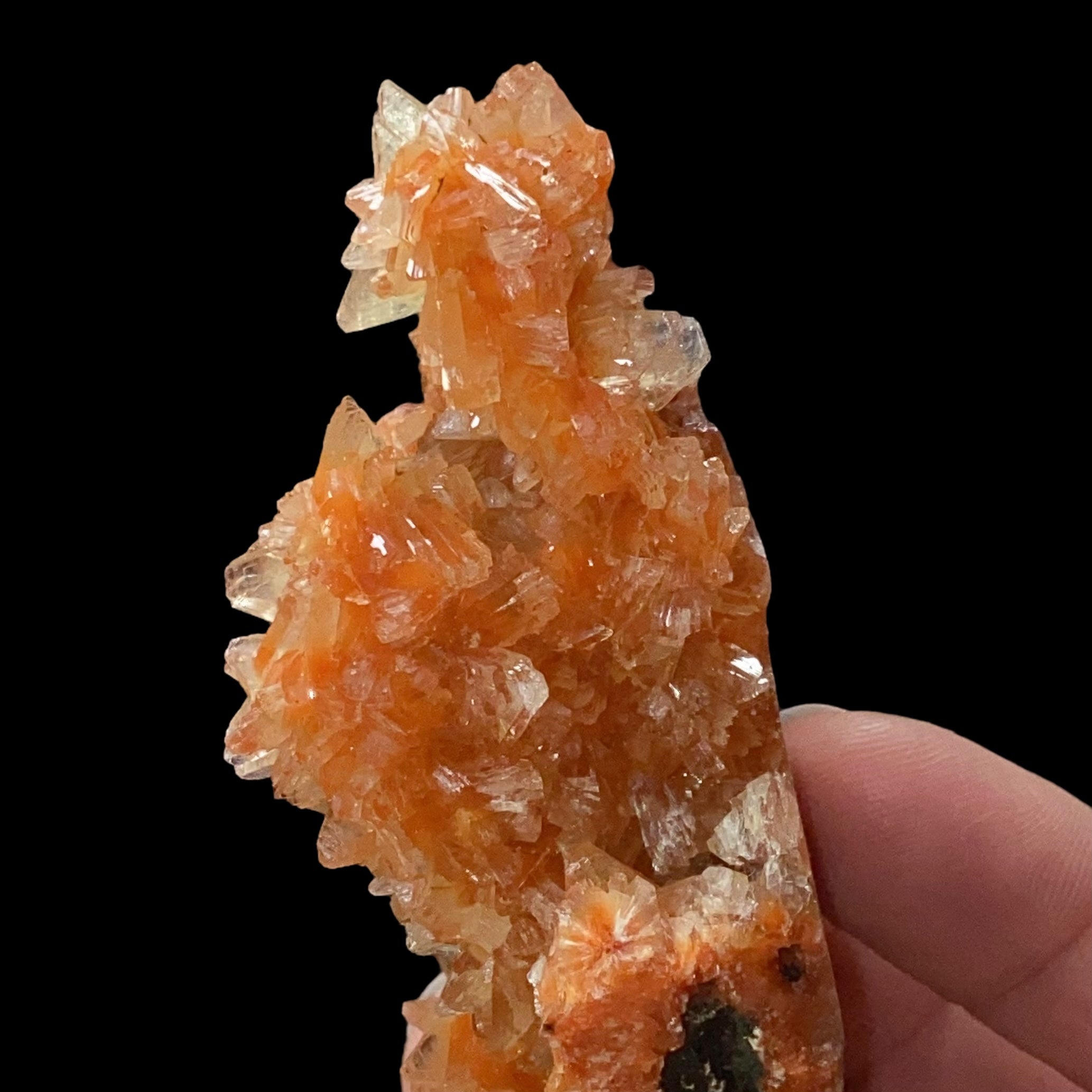 Orange & Clear Heulandite Fan Crystal Cluster