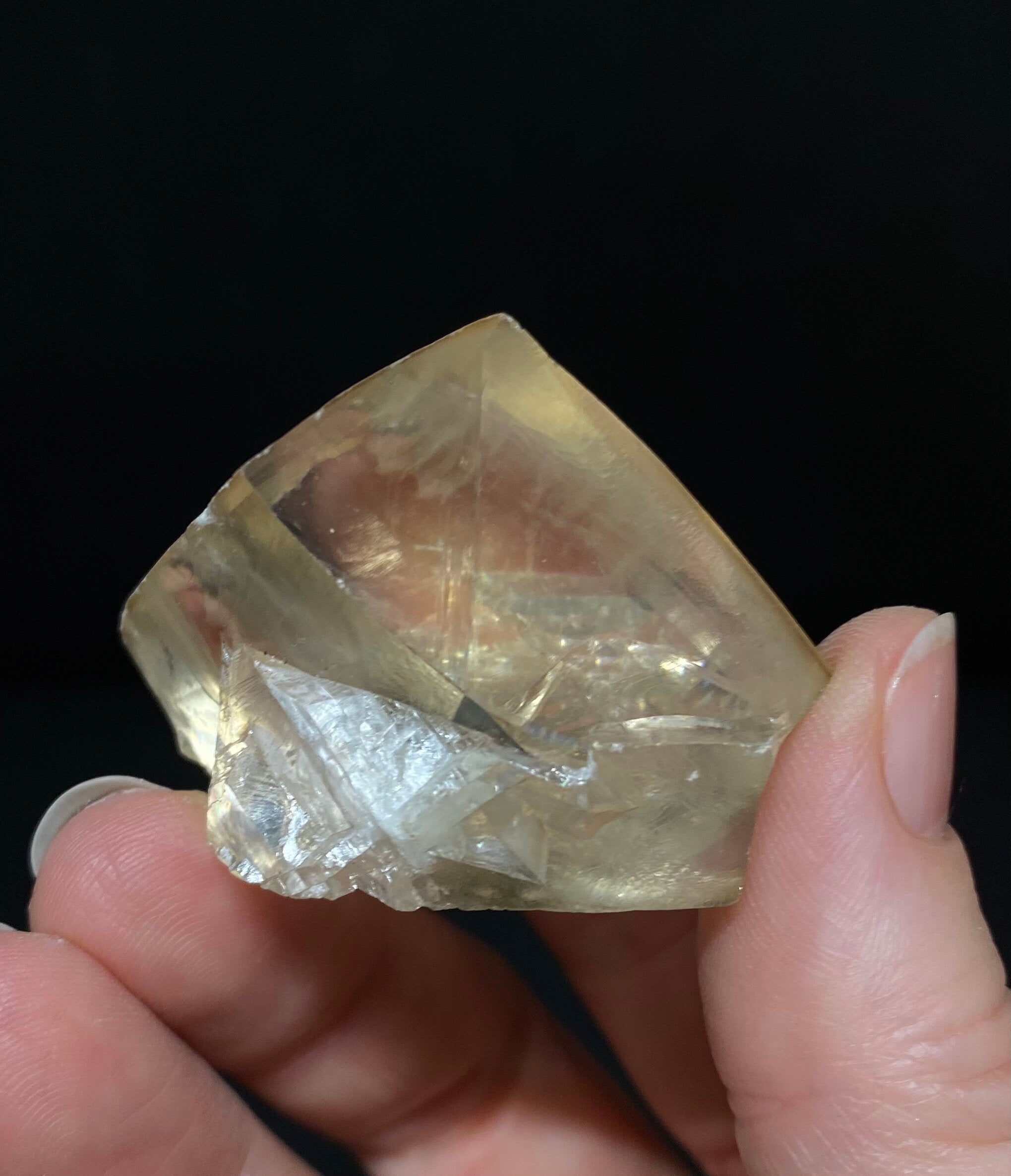 Light Golden Calcite Crystal with Rainbows