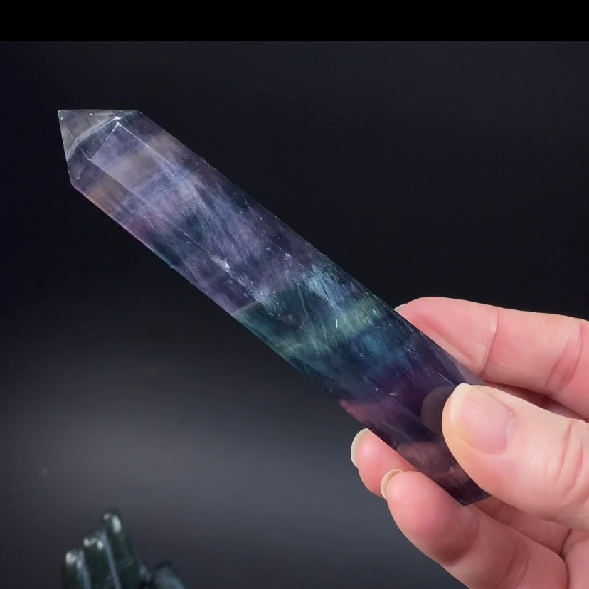 Purple and Green Fluorite Polished Tower