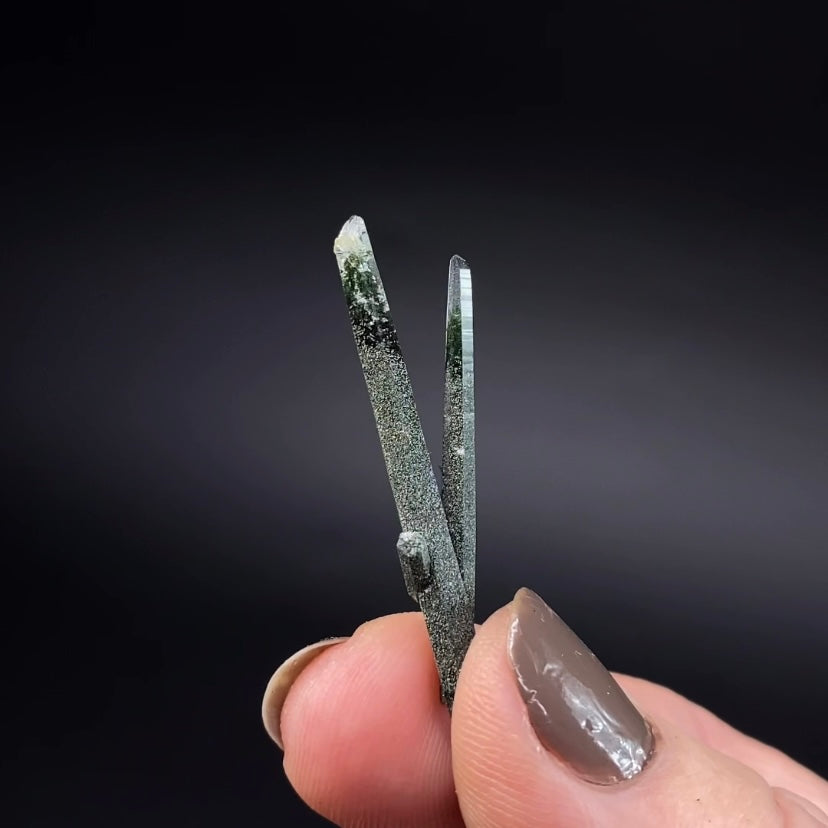 Himalayan Laser Chlorite Included Quartz Cluster from Ganesh Himal, Nepal