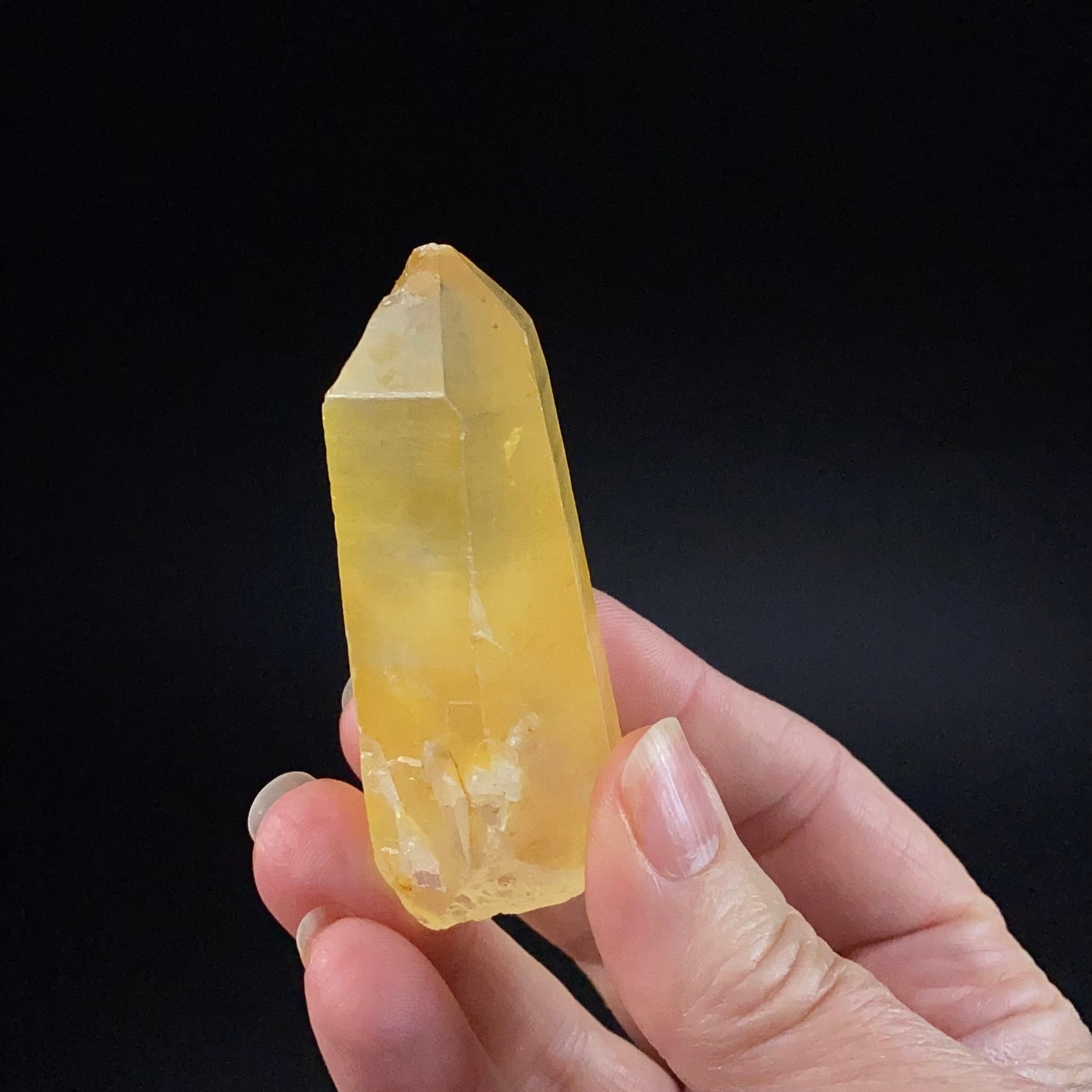Golden Quartz Crystal with Natural Yellow Iron Oxide Surface Coating