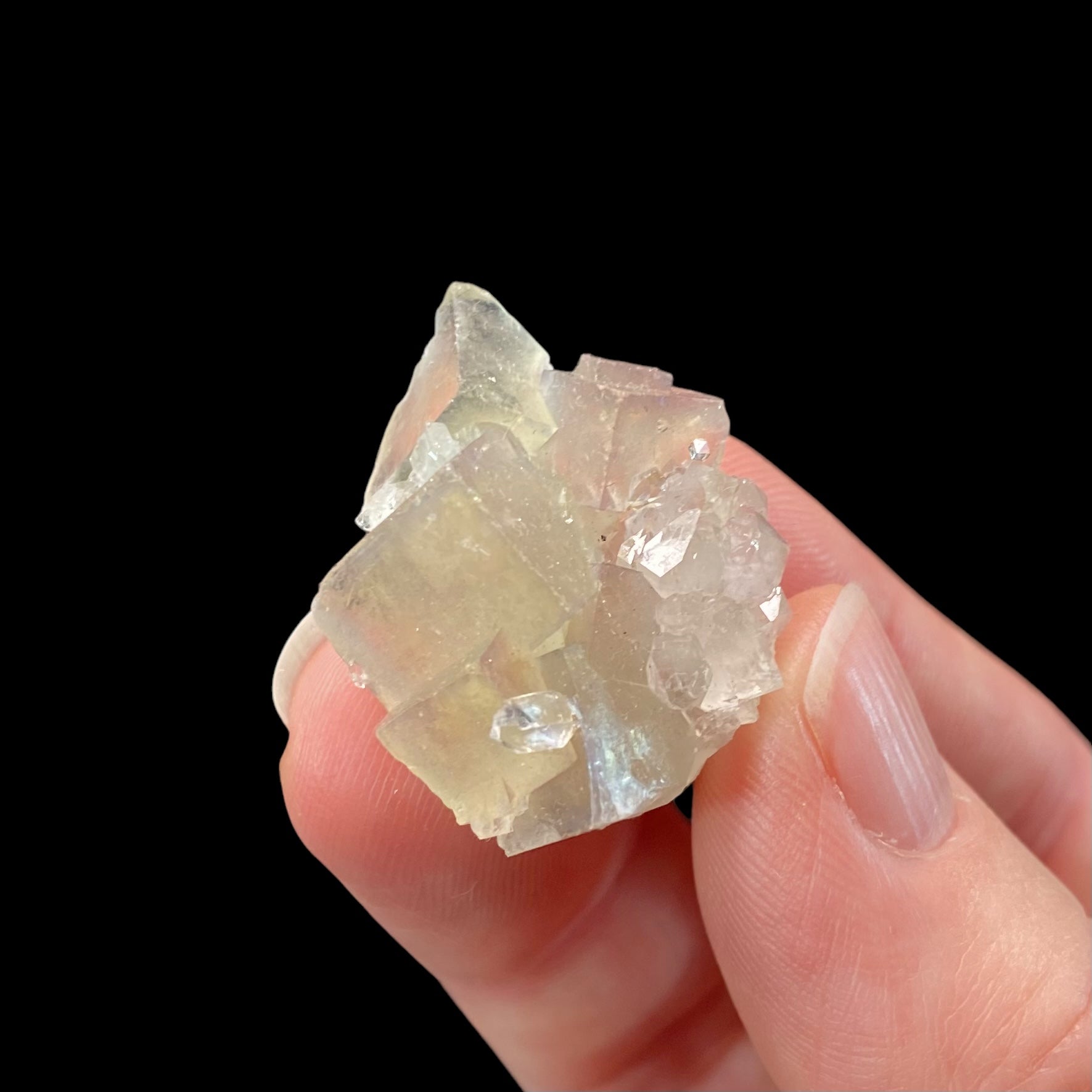 Pale Green Fluorite Cluster with Clear Quartz Crystals