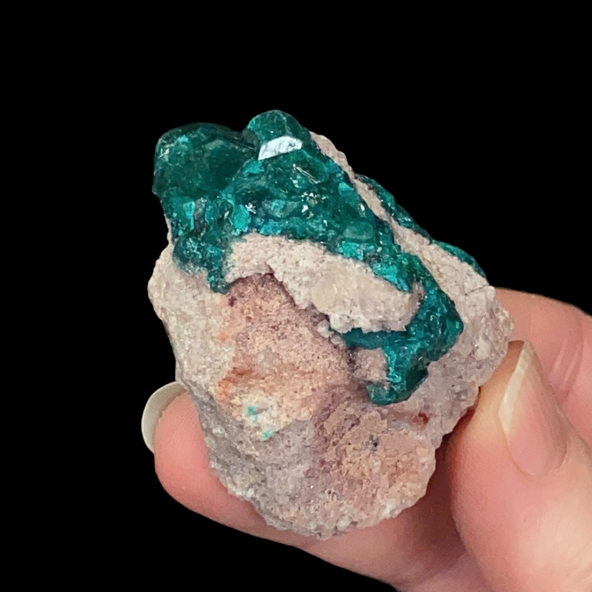 Dioptase Crystals on Sandy Quartz Rich Matrix