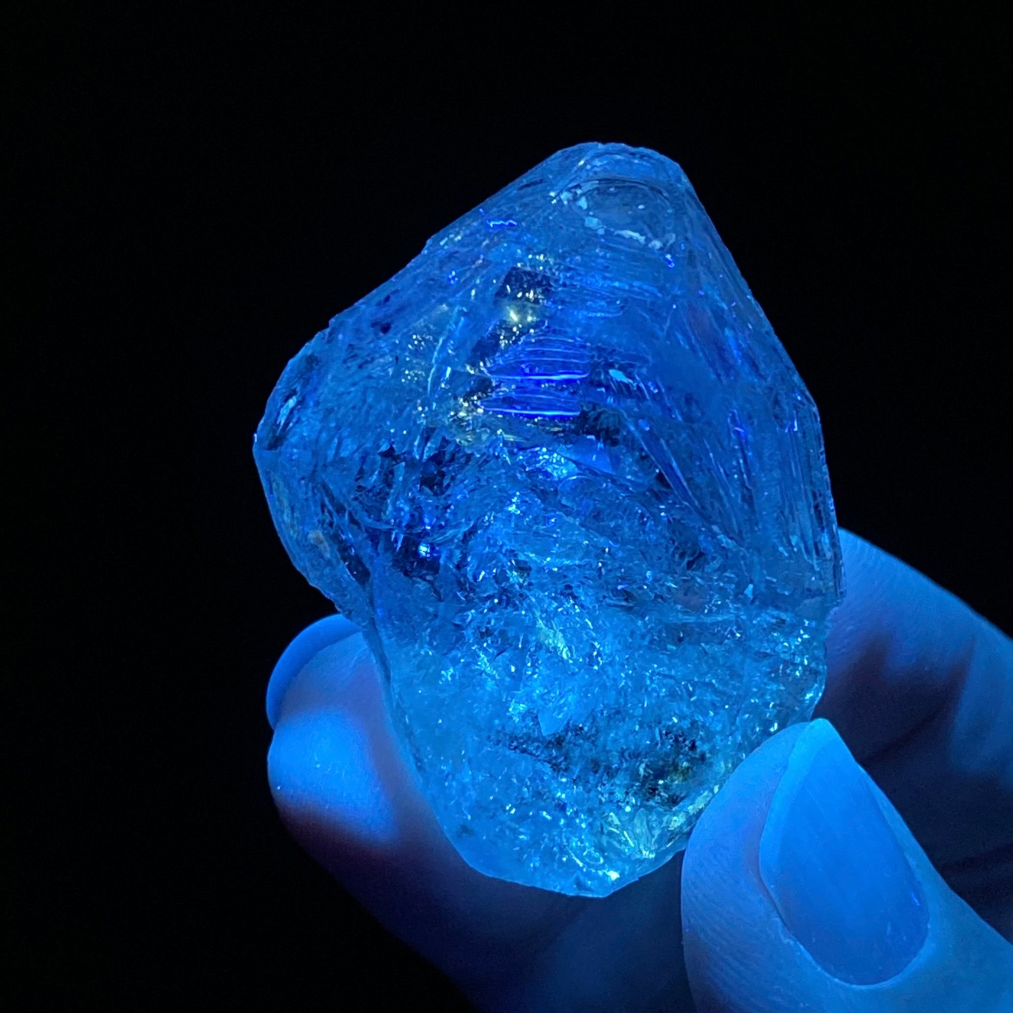 Clear Fenster Quartz Crystal with Fluorescent Inclusions