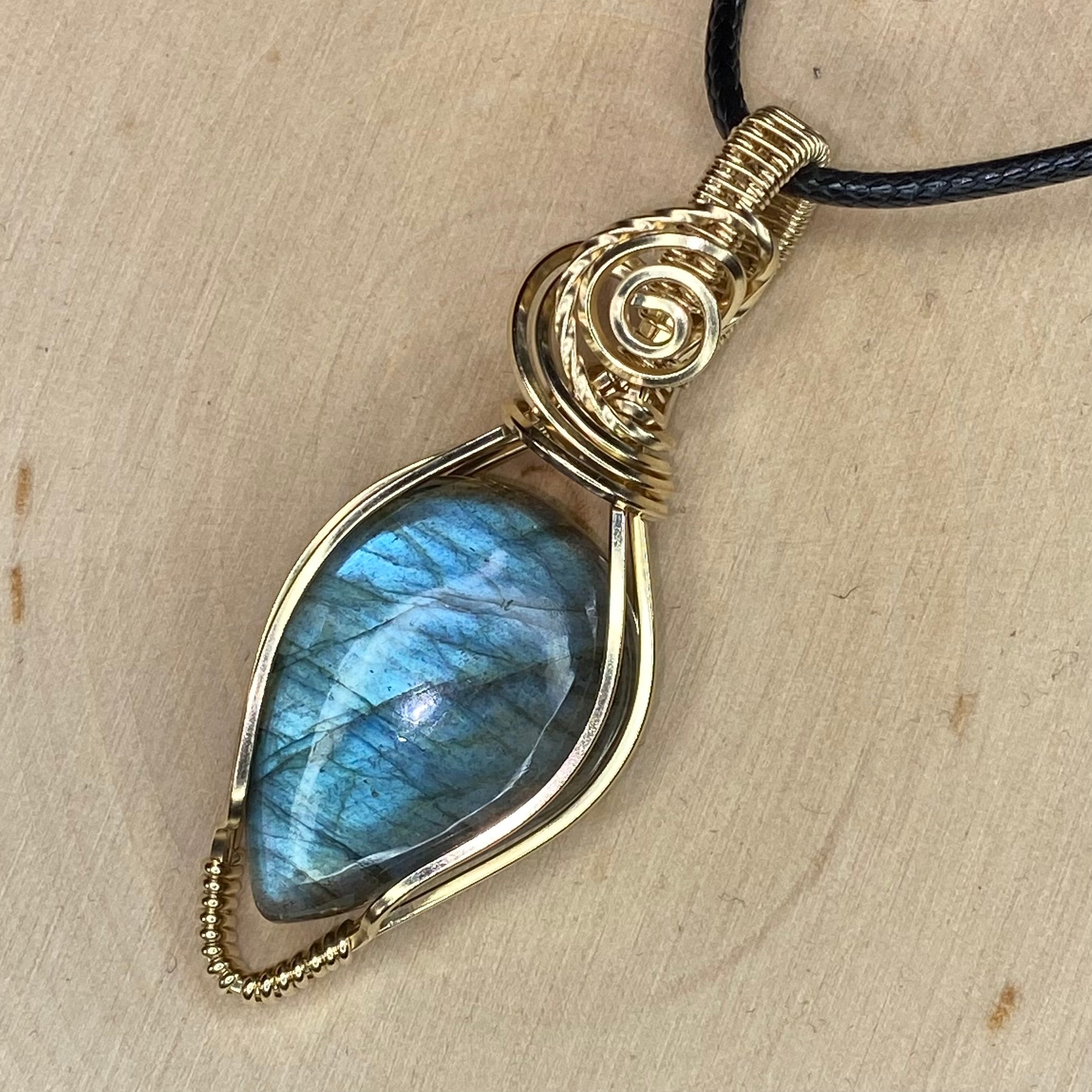 Labradorite & 14k Gold Filled Wire Wrapped Pendant