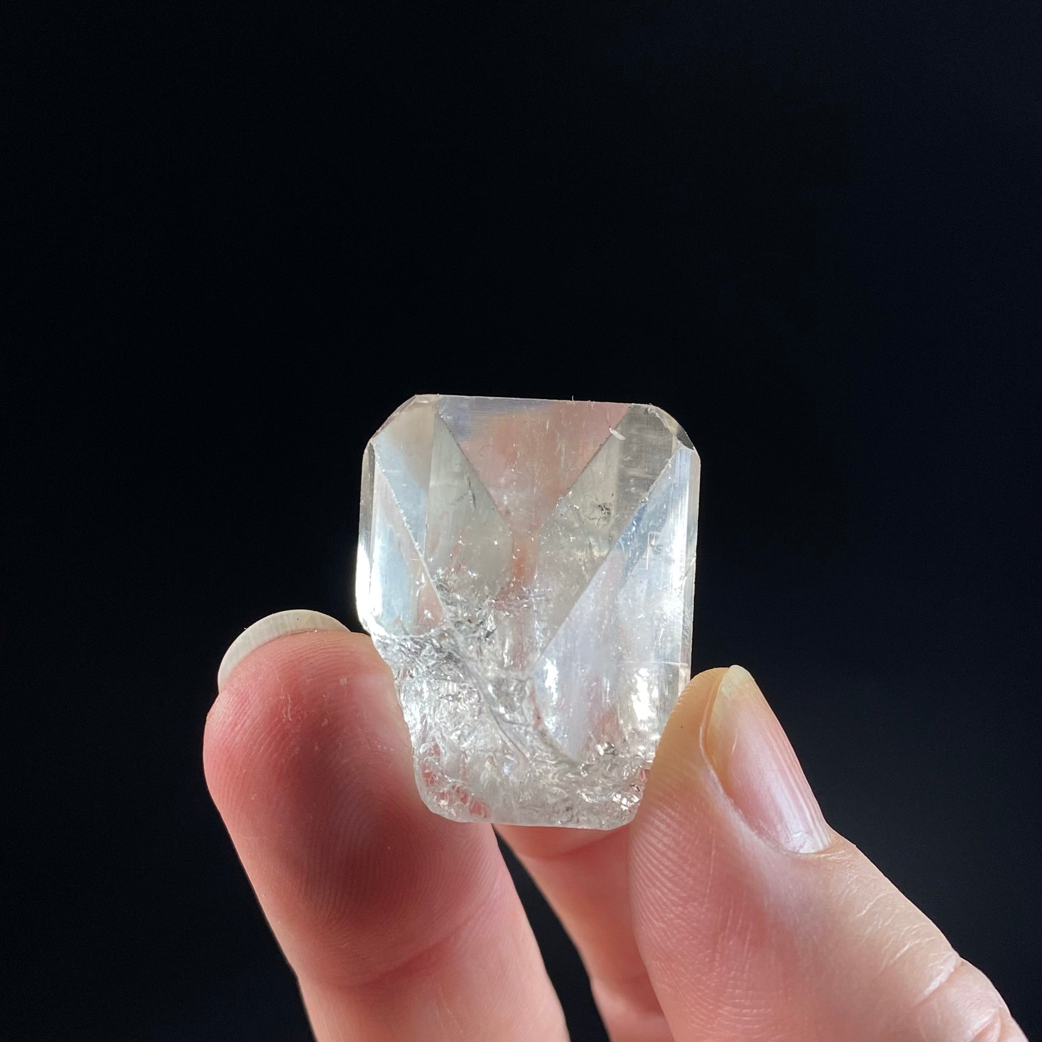 Fluorescent Clear Topaz Crystal with Chisel Shaped Termination