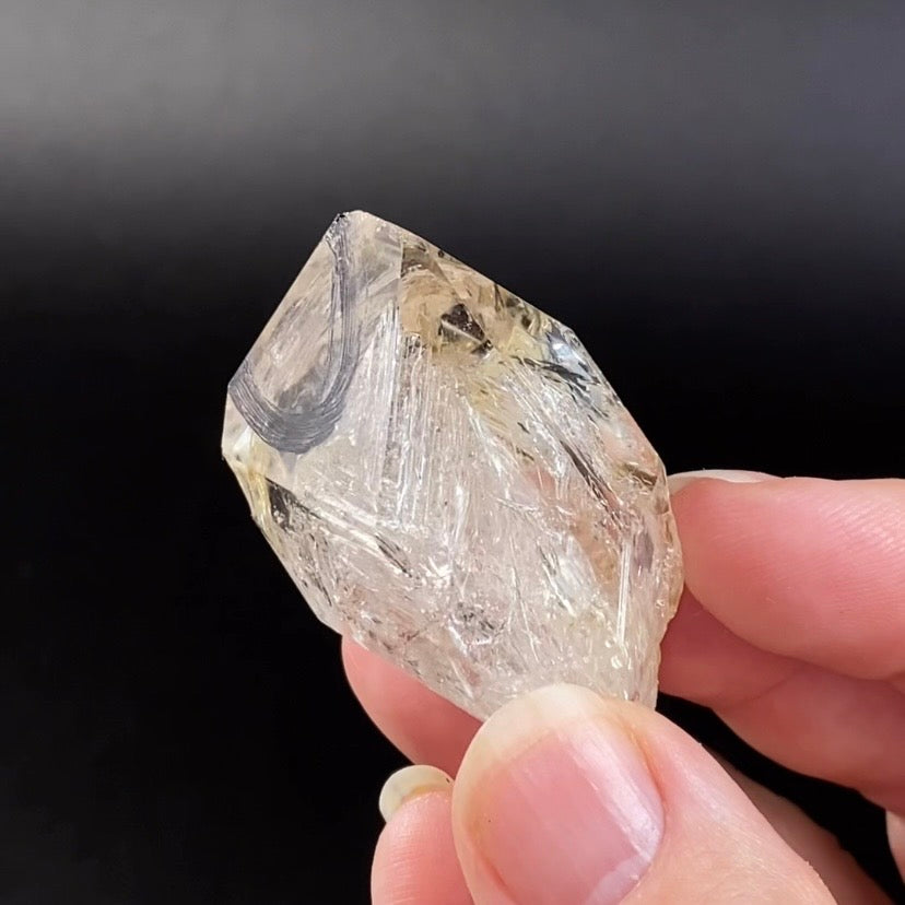 Double Terminated Diamond Style Fenster Quartz Crystal with Enhydro Water Inclusion