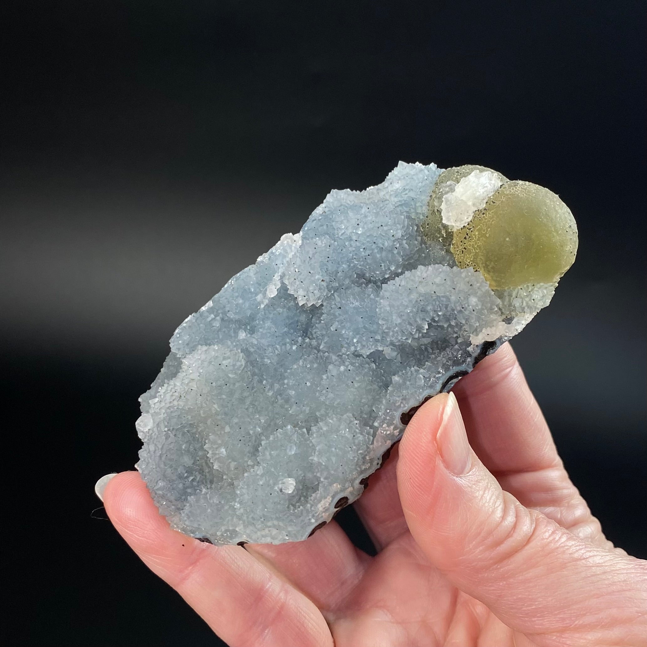 Botryoidal Fluorite on Chalcedony, Mahodari, Nashik District, Maharashtra, India