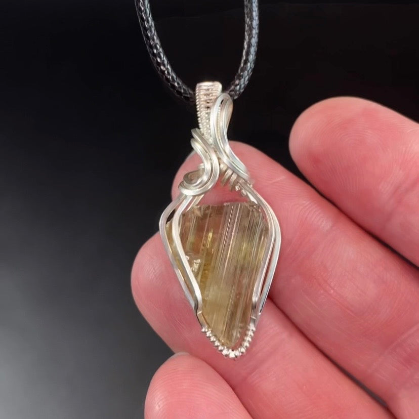 Turkish Color Change Diaspore Ottomanite & Tarnish Resistant Argentium Silver Wire Wrapped Pendant
