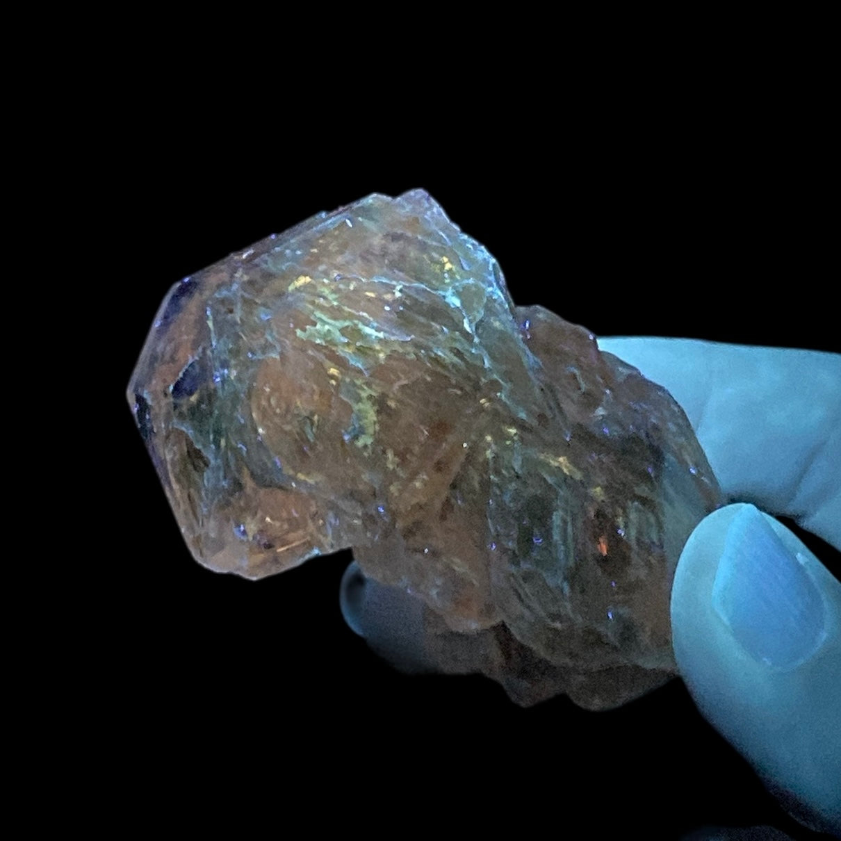Fenster Quartz Crystal with Moving Water Inclusion Enhydro & Orange Fluorescence
