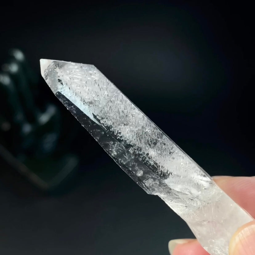 Water Clear Trigonal Habit Quartz Crystal with Starbrary Markings, Minas Gerais, Brazil