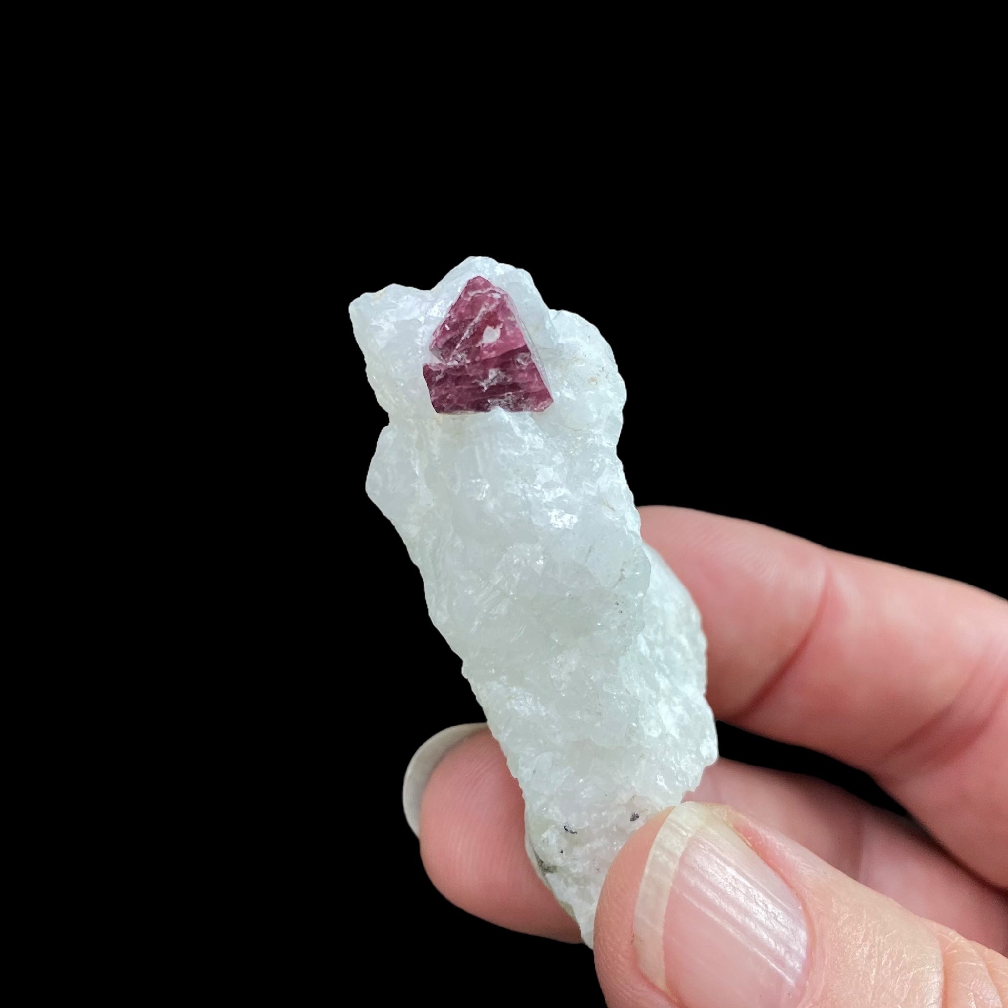 Red Spinel Crystal on Crystalline Matrix, Fluorescent LW UV