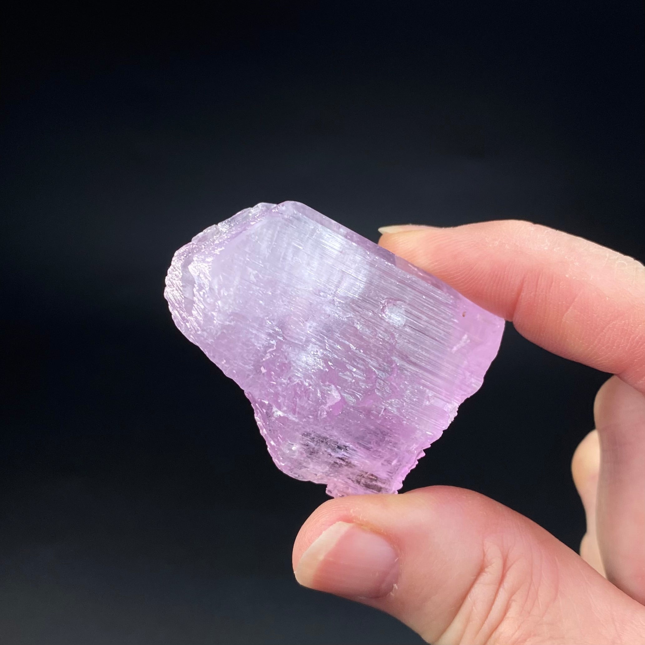Pink Kunzite Spodumene Crystal, Fluorescent with Multiple Terminations