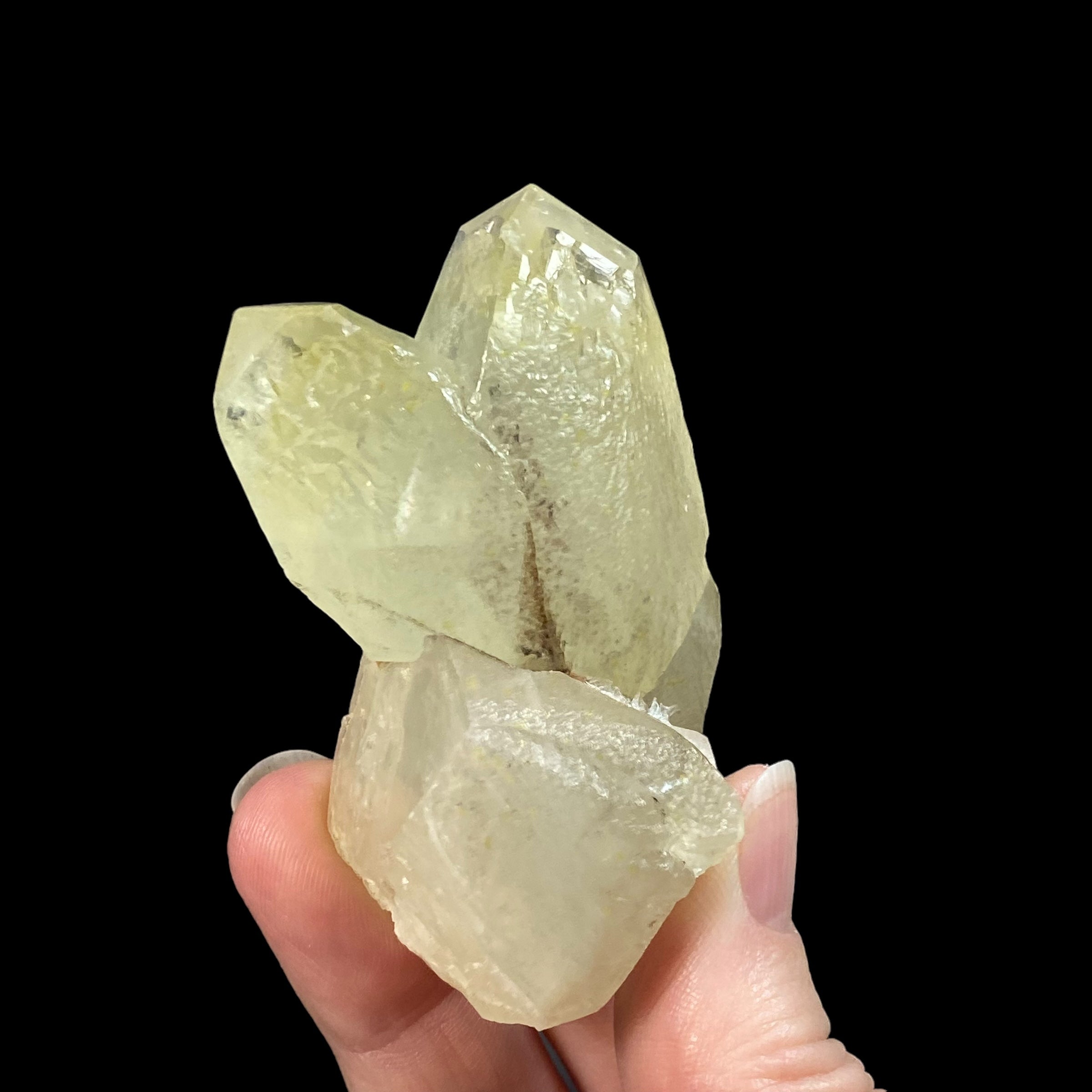 Inter-grown, Faint "Lemon" Yellow Twin Calcite Crystals