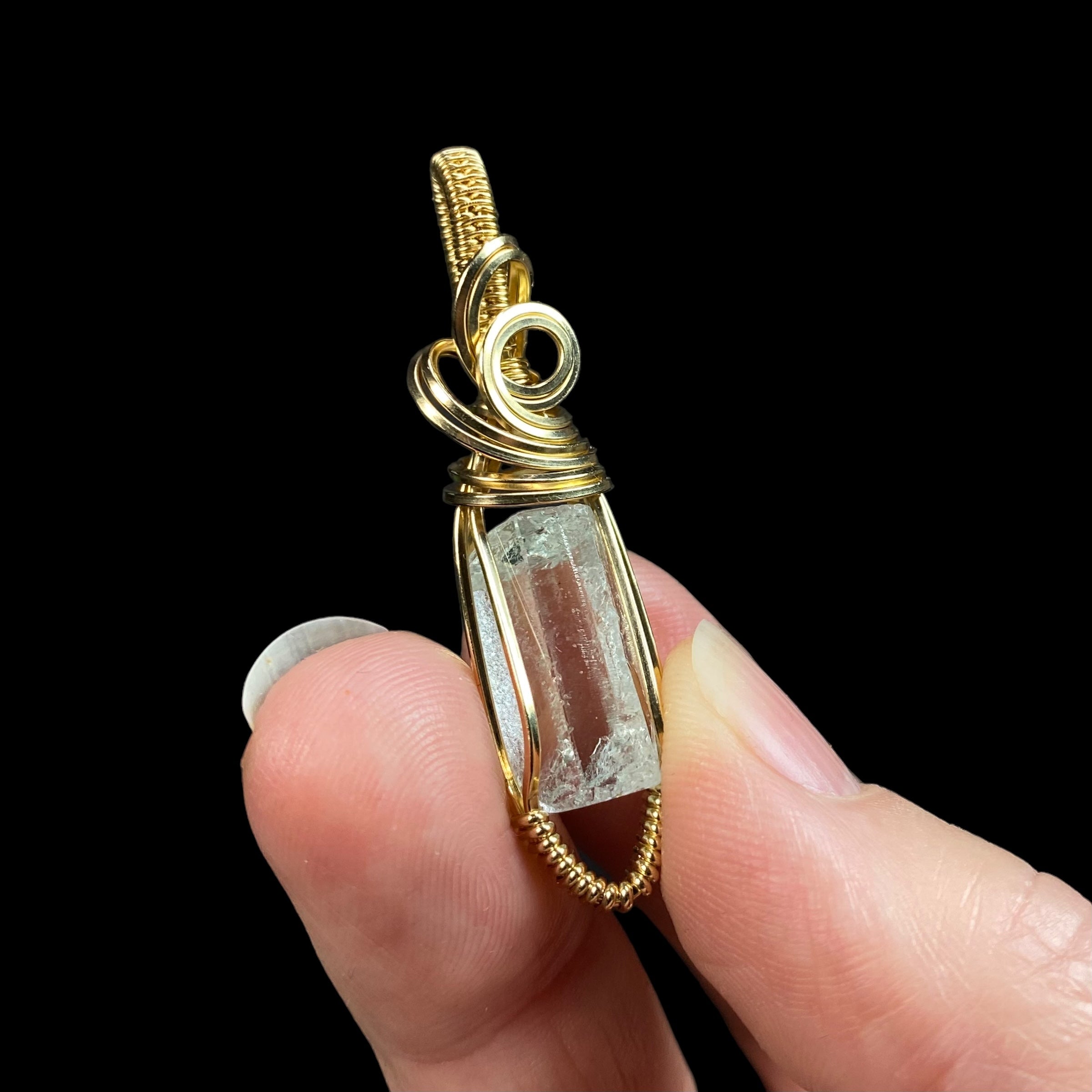 Aquamarine & 14k Gold Filled Wire Wrapped Pendant