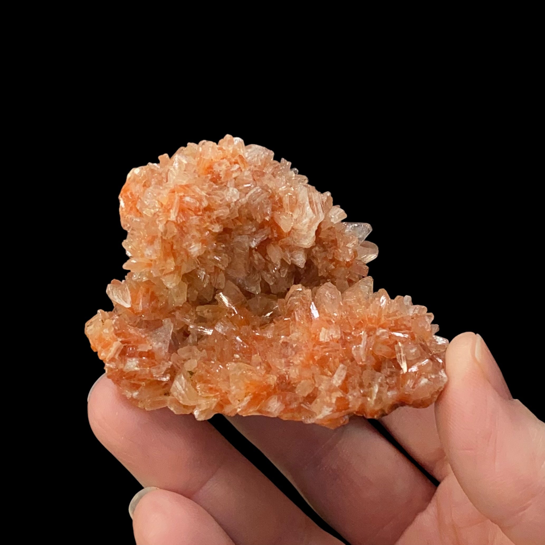 Orange & Clear Heulandite Fan Crystal Cluster