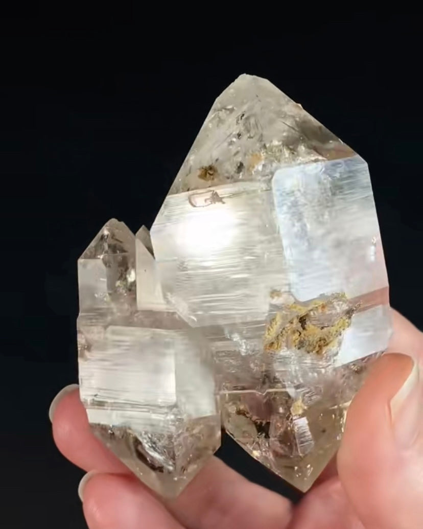 Double Terminated Twin Fenster Skeletal Quartz Crystal Cluster